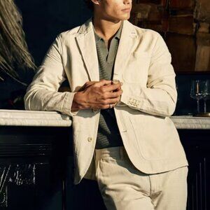 Flint and Tinder 365 Cotton Linen Blazer Jacket Natural Size Medium